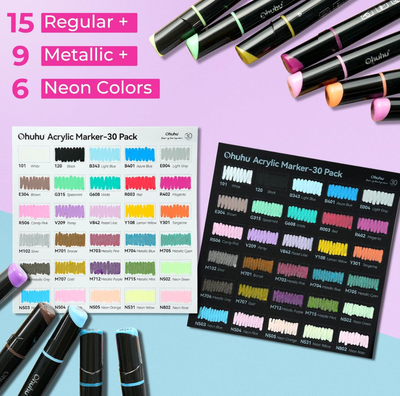 Marqueurs Acrylique OHUHU 30 Couleurs